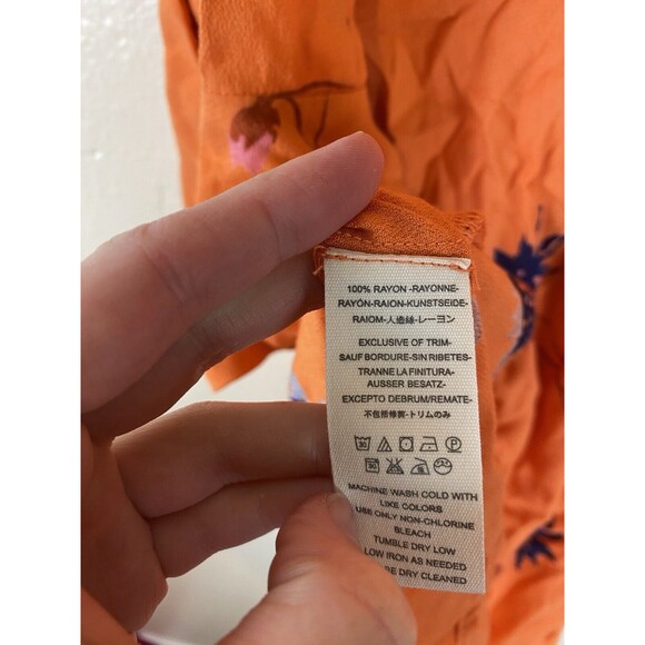 Free People S Mini Dress Surplice Wrap Floral Boho Hippie Peasant Orange Bell - Picture 5 of 8